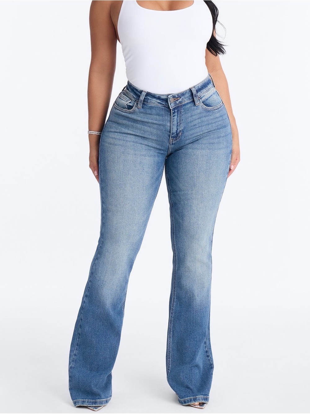 Fashion Nova Light Blue High-Rise Flare Jeans - Women